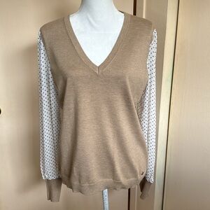 TOMMY HILFIGER  beige color printed woven long sleeves size large
